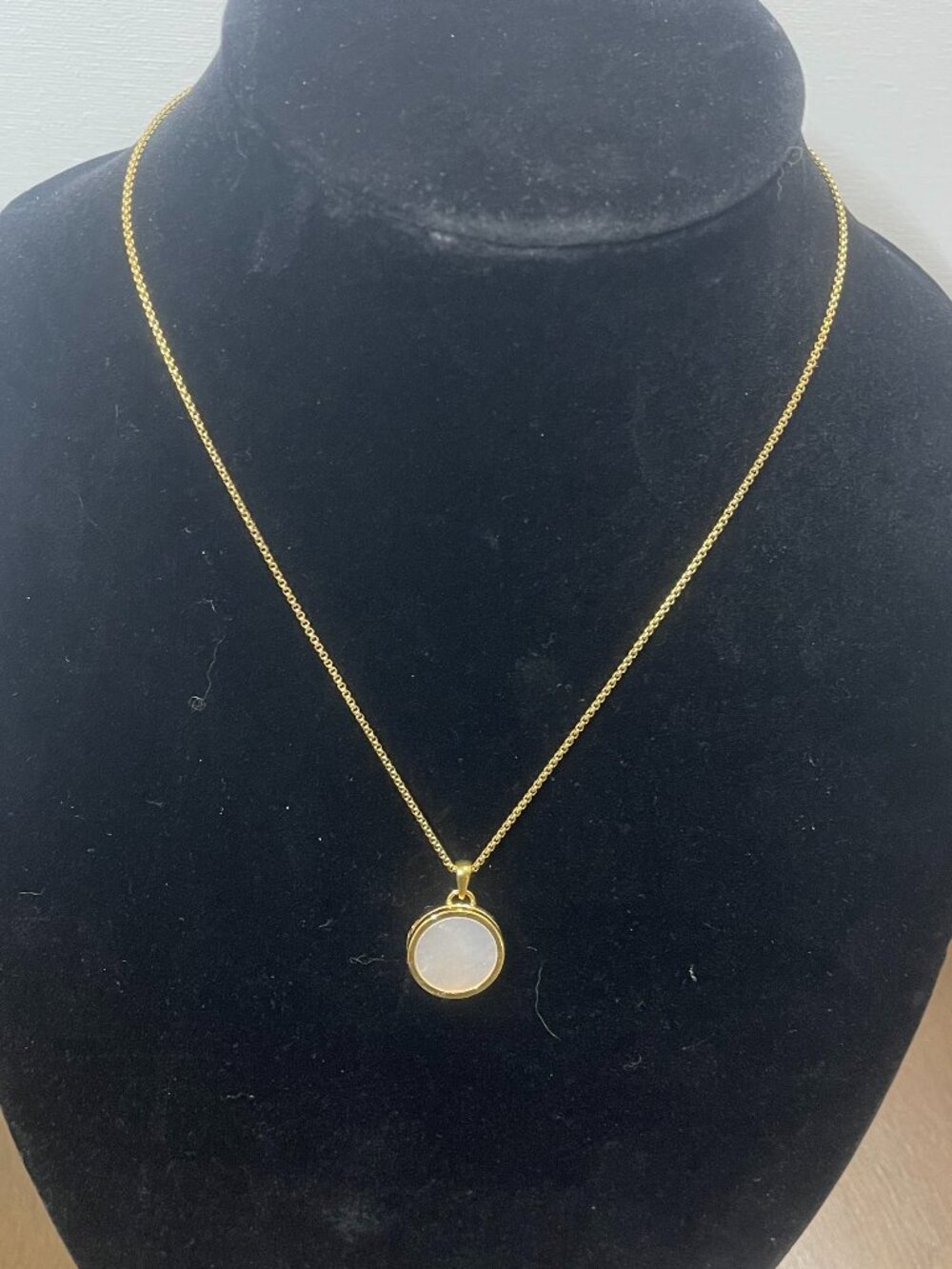 Spartina Mini Round Locket Necklace 18" Mother-of-Pearl